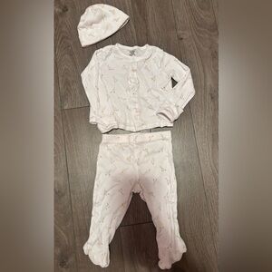 Gerber Cream Pajama Set with Yellow Floral Print